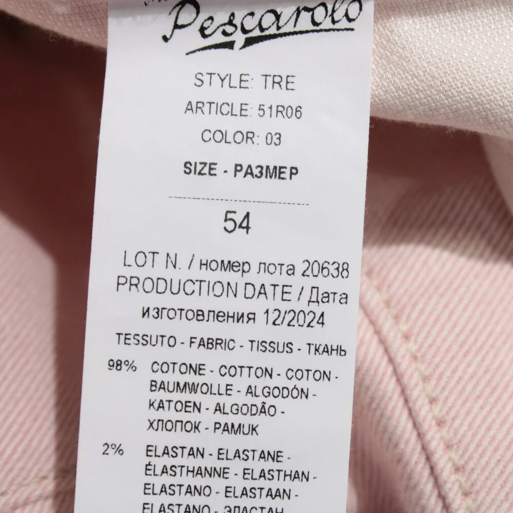 Marco Pescarolo NWT 5 Pocket Jean Cut Pants Size 54 (US 38) Tre in Pink Cotton